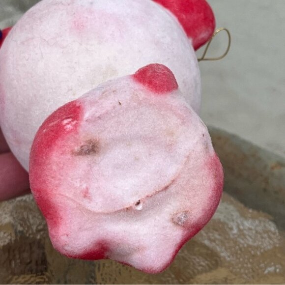 Vintage Blow Mold Flocked Red & White Panda Bear Ornaments Set of 2 - Picture 10 of 15